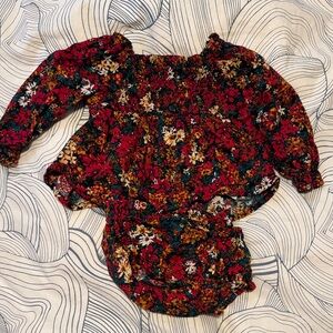 Old Navy Red and Green Floral Baby outfit
